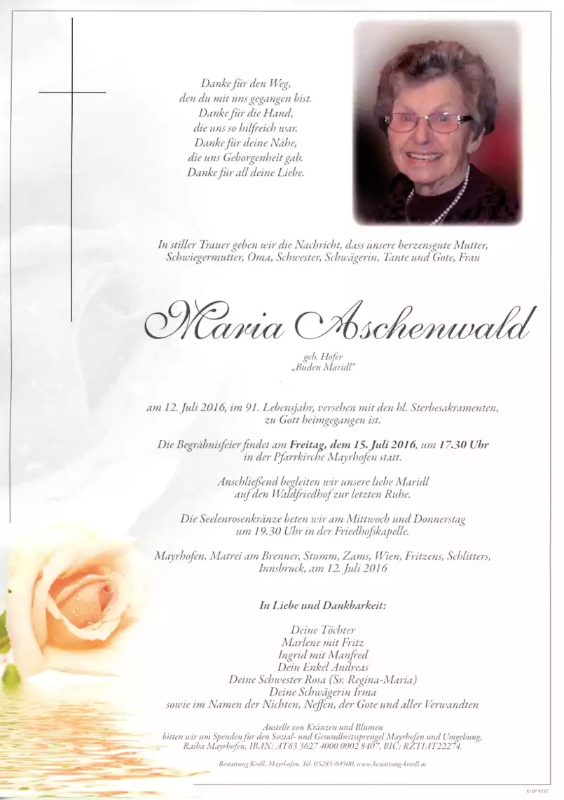 Parte von Maria Aschenwald